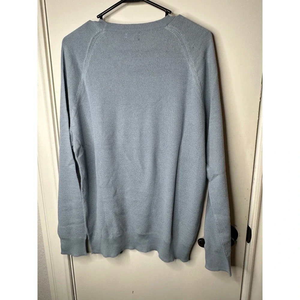 J.Crew Mens 100% Cotton Textured Crewneck Sweater Blue CD617 Large NWT